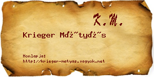 Krieger Mátyás névjegykártya